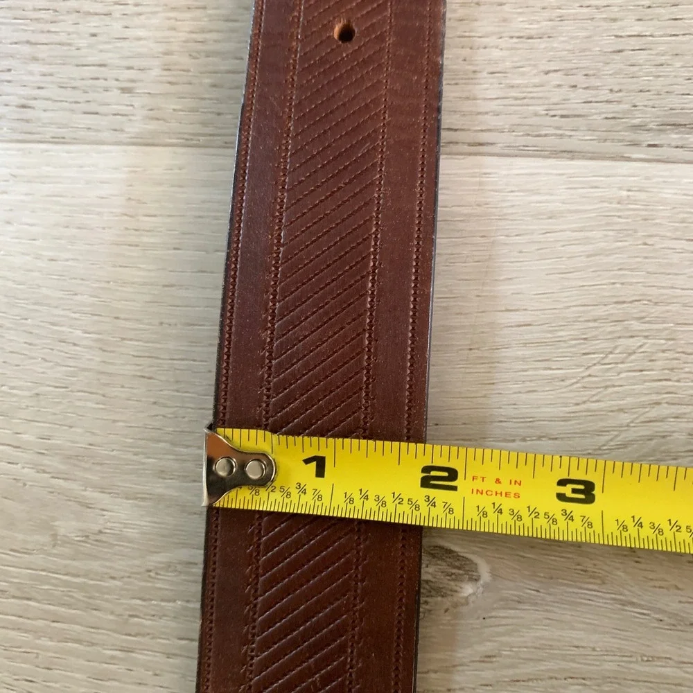 English Rawhide Leather Devonshire 5313 Brown Embossed Western Belt Mens 30